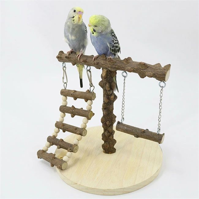 【高さ約21.5cm】インコ 遊び場 1層 バード アスレチック 玩具 スタンド 止まり木 はしご 食器 水器 鳥 巣 カゴ 遊園地 秋千 ラダー ベ