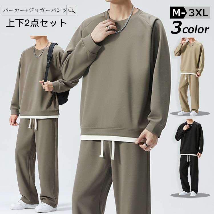 パーカー ジョガーパンツ 上下2点セット メンズ トレーニングウェア スポーツウェア アウター ズボン 無地 快適 シワになりにくい ポケ