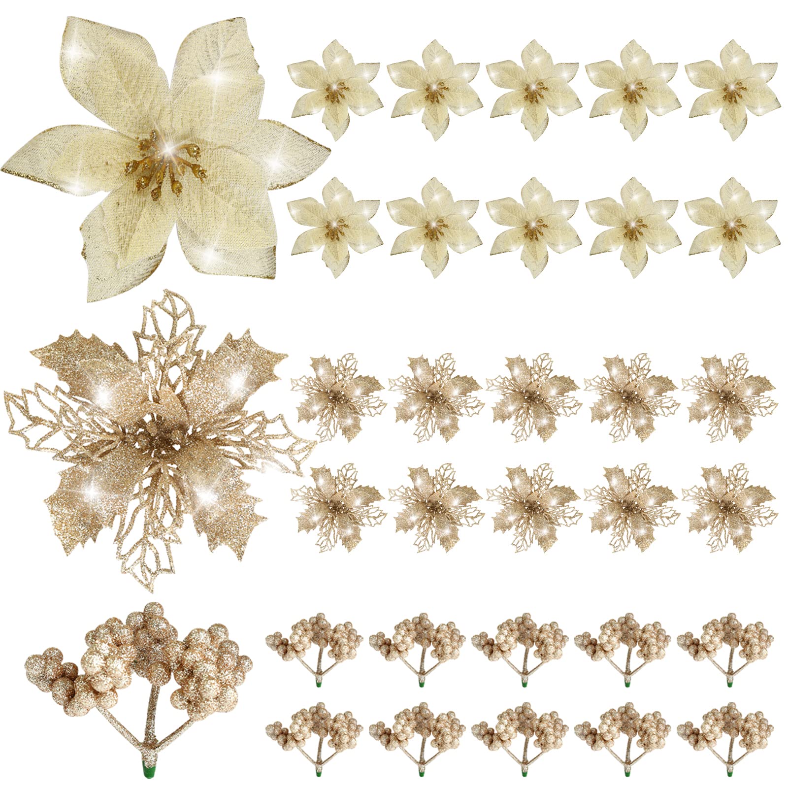 クリスマスツリー オーナメント 飾り 造花 30個入 クリップ付き クリスマスリース 手作り 材料 クリス..