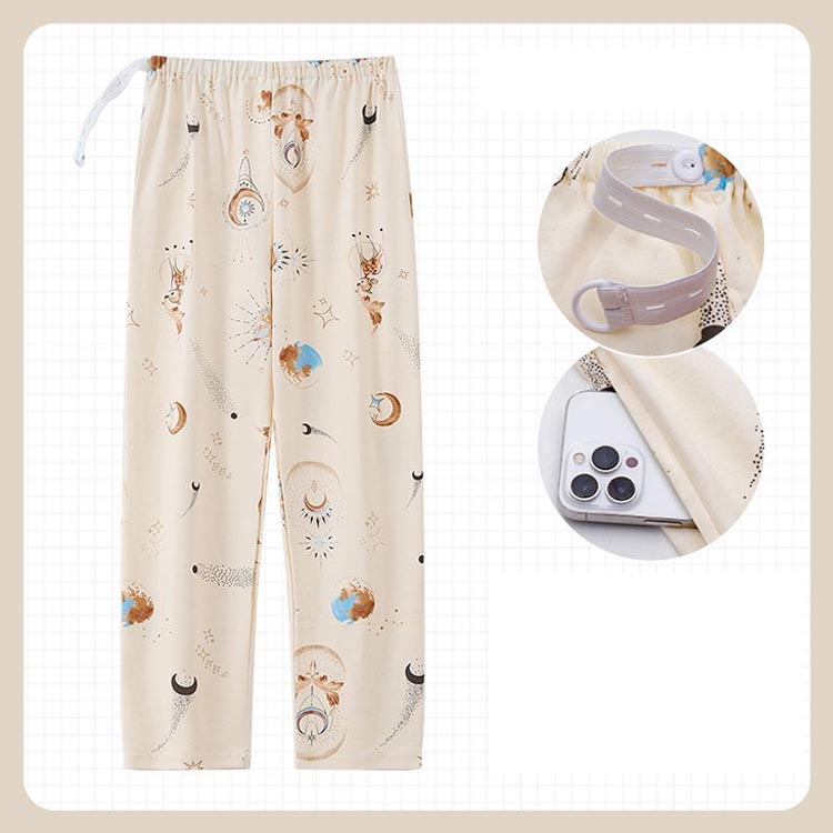 Ngood store 楽天市場店の産後 長パンツ M-5XL！ルームパンツ パジャマパンツ リラックスウェア 妊婦服 産前 マタニティウェア ウエスト調整可能 ルーム 部屋着 ルームウェア 春秋 マタニティ パンツ 薄手 マタニティ服 マタニティーパンツ M-5XL！ルームパンツ 妊婦｜アングル3