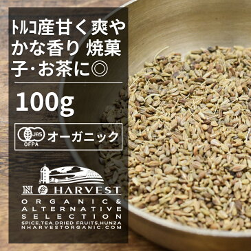 有機アニスシード お得な大容量100g 【エヌ・ハーベスト】 トルコ産 香辛料 スパイス ハーブ カレー エスニック 焼菓子 オーガニック 無農薬 有機JAS認定 有機栽培 手作り