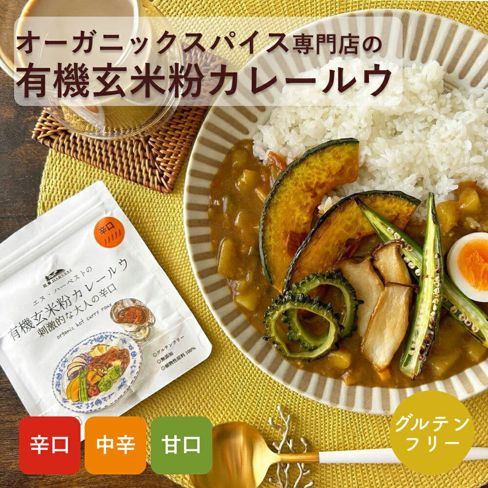 オーガニックスパイス専門店の有機玄米粉カレールウ 100g カレールー カレーフレーク カレー粉 レトルト グルテンフリー 小麦粉不使用 植物性原料100% 動物性原料不使用 ヴィーガン 酵母エキス無添加 甘口 中辛 辛口 辛くない 子供 こども 子ども