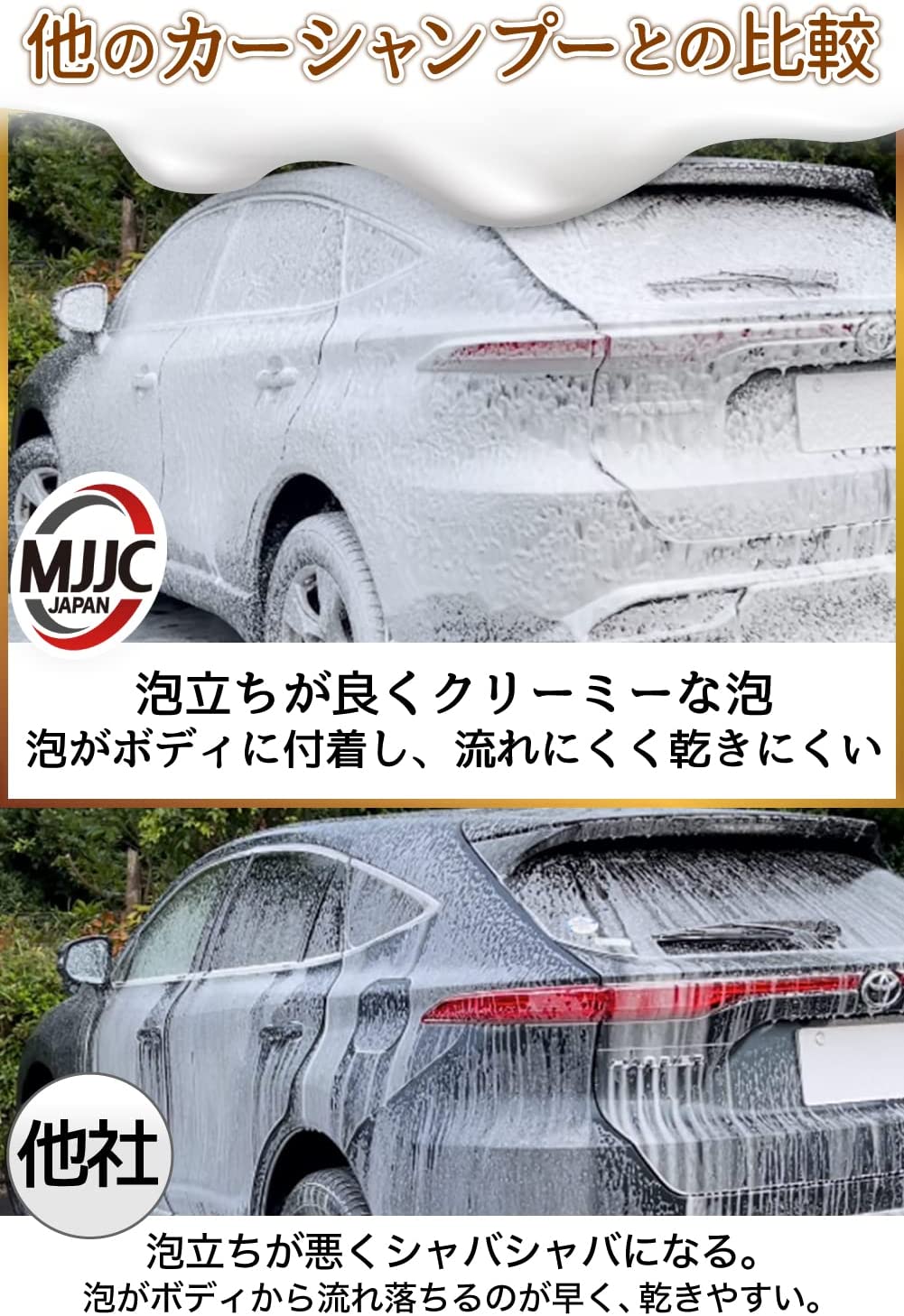 ＼大人気もこもこ泡／【神泡】 カーシャンプー MJJC 泡洗車 洗車 フォームガン専用 日本製 中性 【全塗装色コーティング車対応 】 【ナチュラルソープの香り】 【2L詰め替え用】 [愛車 洗車用品 洗車グッズ カーケア フォームガン] 3