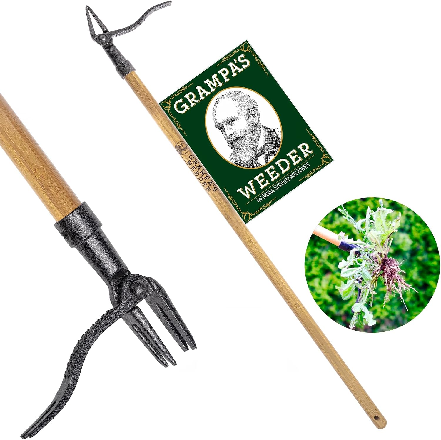 Grampa's Weeder Original 4本爪 立ったまま使える草抜き 竹製ロングハンドル