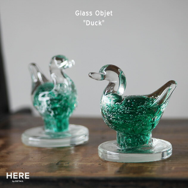 Glass Objet "Duck" / ガラスオブジェ "ダック"HERE ヒアーガラス オブジェ アヒル バード 鳥 ハンドメイド お着物 DETAIL