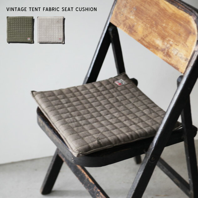 VINTAGE TENT FABRIC SEAT CUSHION / ビンテージ テント ファブリック シートクッション PUEBCO プエブコ H37cm x W37cm x D3cm シート クッション 座布団 ビンテージ リメイク