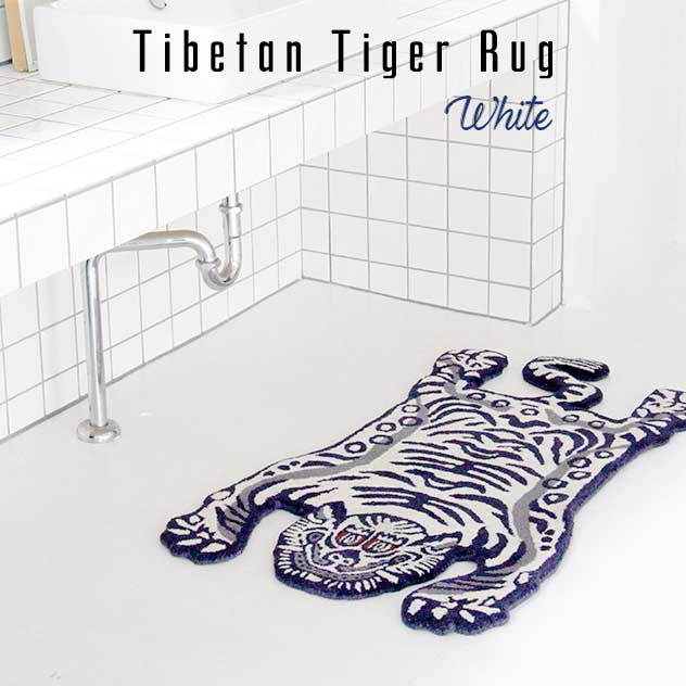 White Tibetan Tiger Rug / ホワイト チベタンタイガーラグ SサイズW60cm×T100cm ラグ 絨毯 カーペット チベタン マット 玄関マット インド製 DETAIL