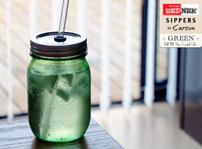 Rednek Sippers Glass [ GREEN ] （約480ml） / レッドネック シッパー グラス グリーン Carson USA / カーソン ball mason jar ボール メイソンジャー スムージー 保存 容器 ガラス容器 Ball社 ガラス 保存ビン アメリカ 正規品 DETAIL【あす楽対応_東海】