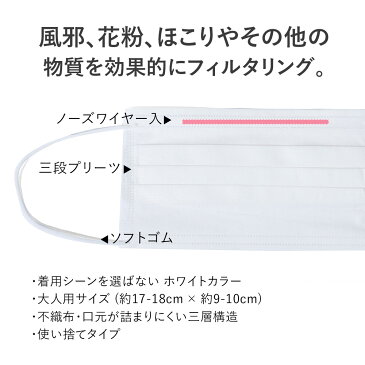 即納 在庫あり 不織布マスク 在庫あり 使い捨て マスク 20枚 大人用 飛沫防止 ウィルス予防 風邪 花粉 三段プリーツ