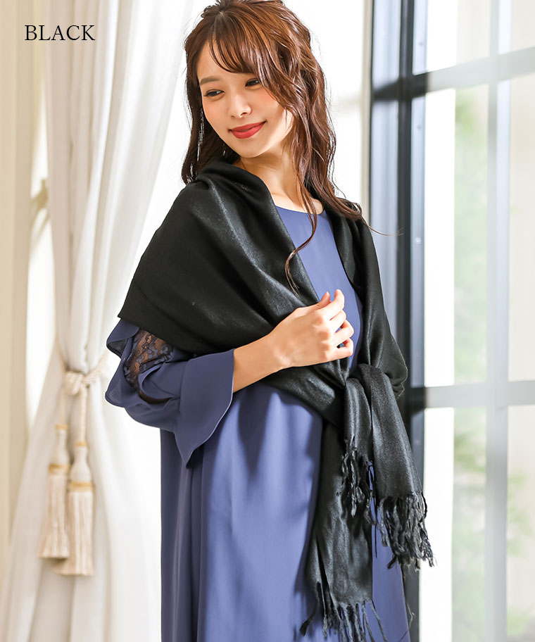 【楽天SS連動72H限定!全品12%オフクーポン！】ストール 結婚式 二次会 パーティー 大判 フリンジ フォーマル レディース 上品 2次会　お呼ばれ 幅広 ワイド シンプル 羽織り 花嫁 の 母 ドレス ショール ボレロ スカーフ マフラー 防寒 カジュアル 無地 秋 冬 謝恩会