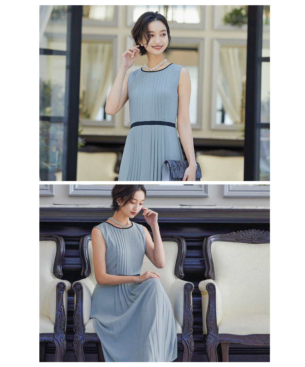 納期未定 結婚式 ワンピース パーティードレス ロング プリーツ プリーツスカート M L リボン ツートーン 配色 ノースリーブ ミモレ丈 フレア オケワンピ 披露宴 二次会 袖あり オケージョン 1 5次会 春 夏 秋 冬 パーティドレス 二次会 謝恩会 無地 成人式 同窓会 入学式