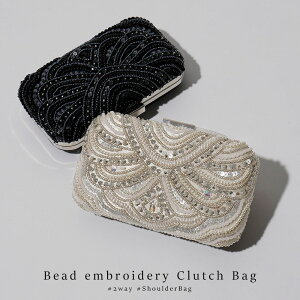 パーティー クラッチ パーティーバッグ ビーズ 刺繍 ベージュ ブラック クラッチバッグ ミニバッグ 2way ボックス ショルダーバッグ ハンドバッグ アクセサリー 結婚式 セレモニー 入園式 卒園式 入学式 卒業式 謝恩会 二次会 お呼ばれ 成人式 1.5次会格安セール