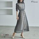 【楽天SS連動72H限定!全品12%オフクーポン!】結婚式 ワンピース パーティードレス ブロックチェック レース プリーツ 切替 ロング丈 ボリューム袖 袖あ...