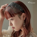 【全品10%オフクーポン!】パール付きサテンベールカチューシャ ヘアアクセサリー ブラック 黒 白 幅広 太め ワイド 痛くない パーティー 結婚式 セレモニー...