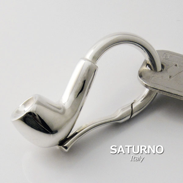 パイプ 銀のキーホルダー SATURNO イタリア製