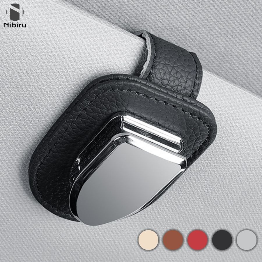 サングラスクリップ サングラスホルダー サングラス収納 車用アクセサリー 高級 質感 革製 ベージュ 車載アクセサリー サングラス ホルダー 車用品