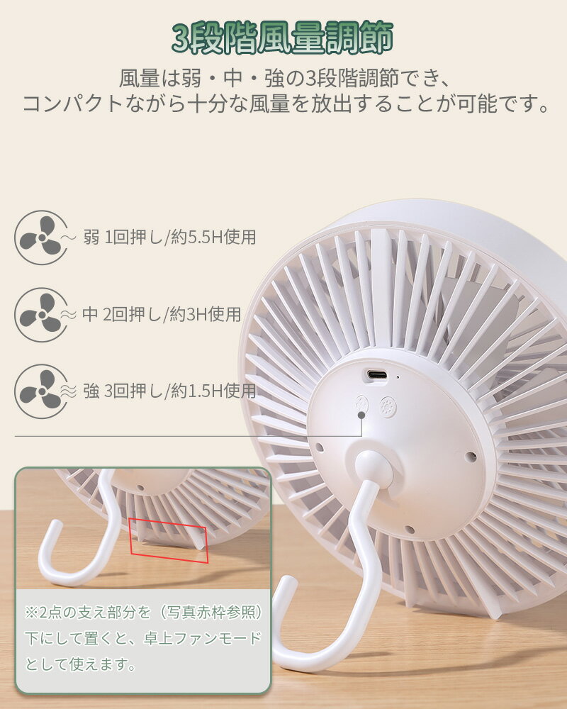 【夏のギフト】SUNMORY 扇風機 吊り下げ 照明付き 卓上扇風機 壁掛け扇風機 サーキュレーター ひんやりグッズ リモコン付きファン 小型 ミニ 多機能 テントキャンプ 天井扇 アウトドア 充電式 USB 静音 おしゃれコンパクト