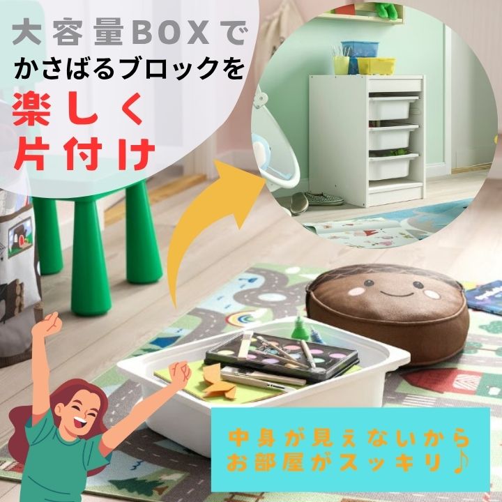 おもちゃ箱 IKEA イケア トロファスト 子供部屋収納 北欧デザイン 大容量 モンテッソーリ 完成品有 かわいい シンプル ラック ホワイトボード プラスチックボックス 34x44x56cm 3BOXES [3]