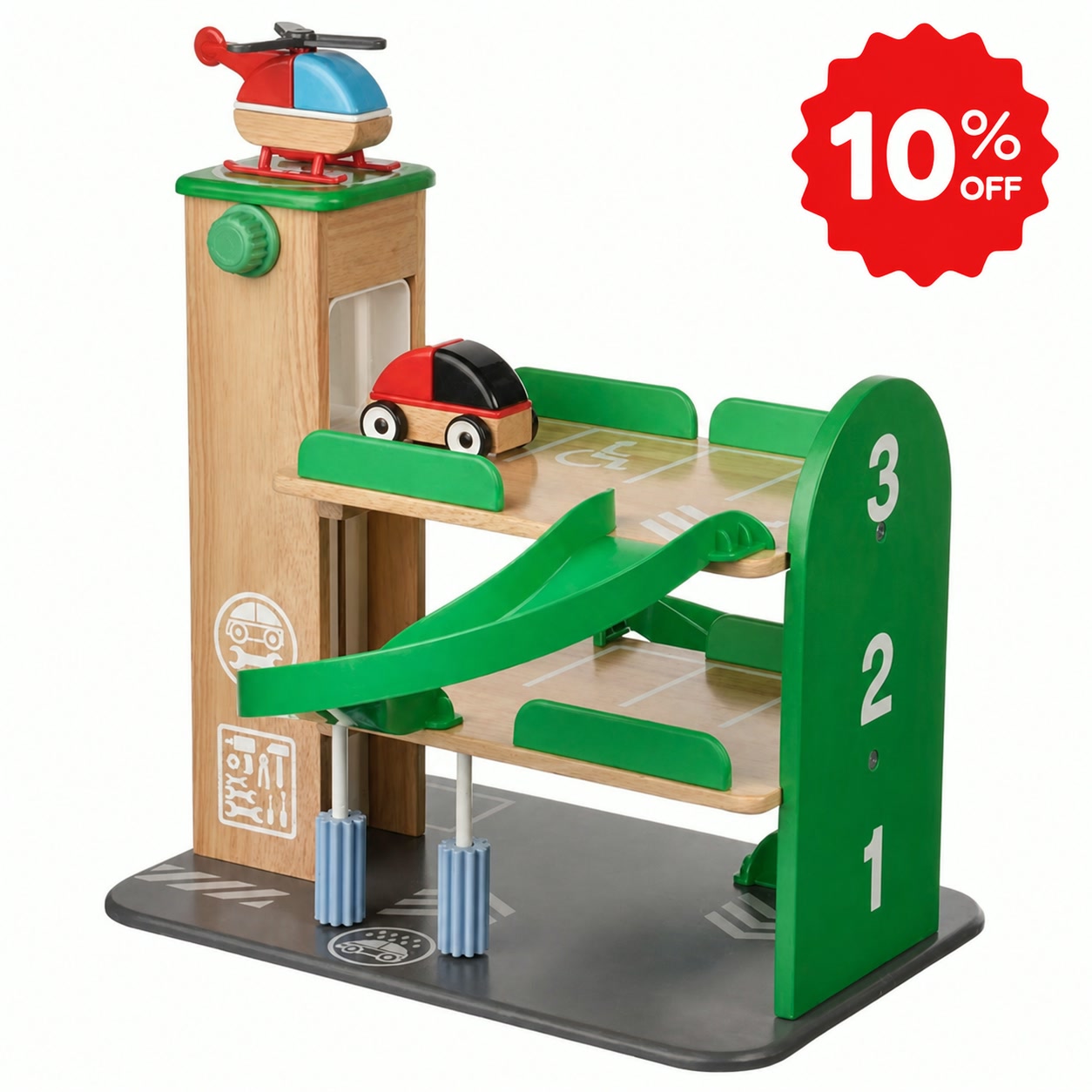 【10%OFF】IKEA イケア LILLABO リラブー ガレージ ヘリコプター 車付き 木製おもちゃ 乗り物 おもちゃ ごっこ遊び キッズ 子供 プレゼント 北欧