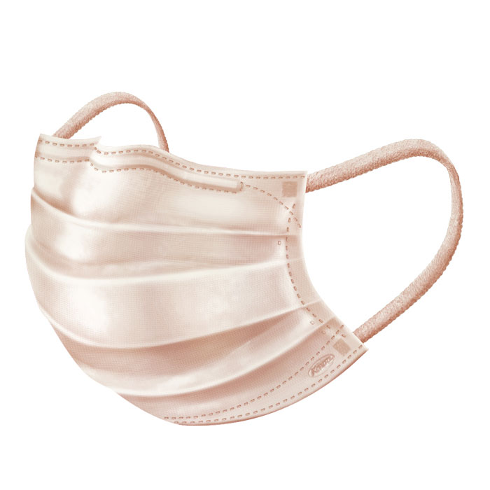 三次元メイクがおちにくいマスク カラーシリーズ シャンパンベージュ M～S すこし小さめサイズ 5枚入 興和