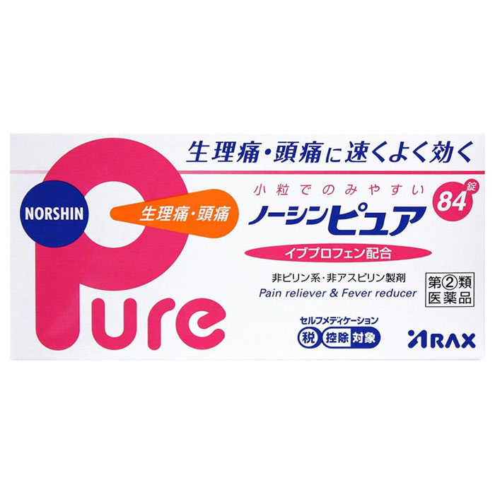★【第(2)類医薬品】ノーシンピュア 84錠 生理痛・頭痛に アラクス ARAX セルフメディケーション税制対..