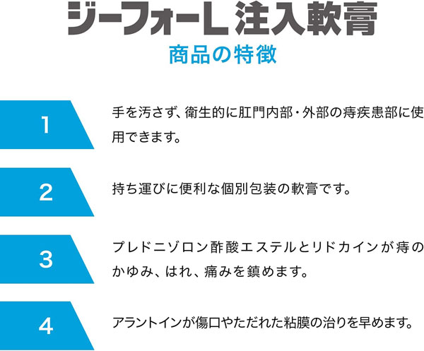 【第(2)類医薬品】 ジーフォーL注入軟膏 10個 痔の痛み・かゆみ・はれ・出血に サ...