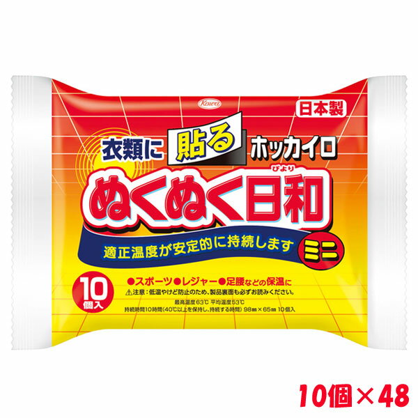 ＜送料無料＞ホッカイロ ぬくぬく日和 貼る ミニ 10個入×48 興和