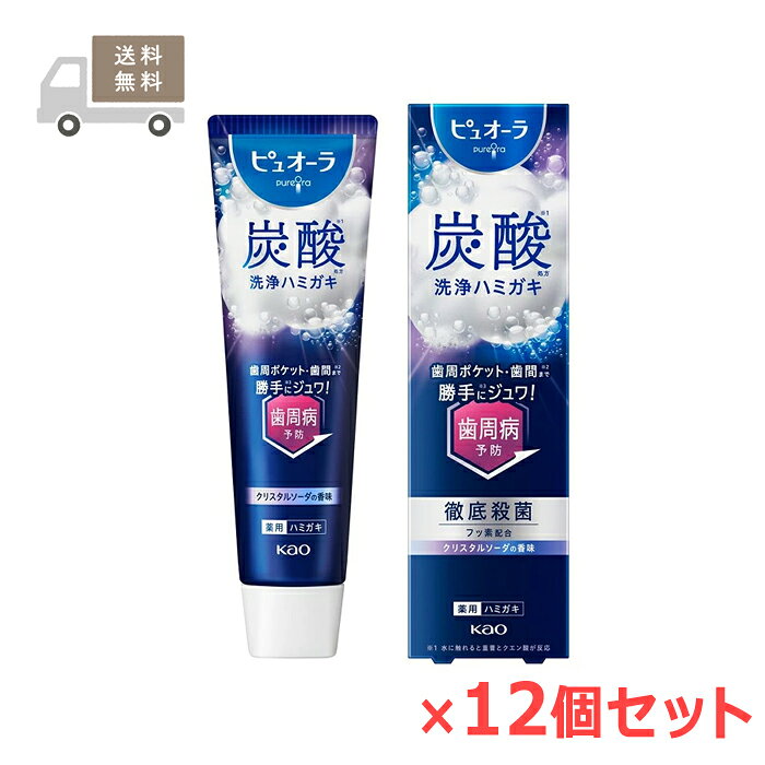 ※お取り寄せとなり、発送までに3～10日程お日にちを頂戴する場合がございます。 ■製品特徴 ◇ペースト状から水と触れて炭酸が発生するハミガキ。 ◇勝手にジュワ！炭酸泡が汚れや菌が残りやすい歯周ポケットや歯間まで入り込む。 ◇お口すみずみまで洗浄・徹底殺菌！ ◇殺菌成分CPC(塩化セチルピリジニウム)・抗炎症成分BGA(βーグリチルレチン酸)・フッ素配合。 ◇歯周病（歯肉炎・歯周炎）・むし歯・口臭予防。 ◇クリスタルソーダの香味。 ◇95g×12個セット。 ◇医薬部外品。 ■使用方法 〇適量(約1～1.5gまたは1.5～2cm程度)をハブラシにとり、歯及び口腔内を清掃する。 ■成分・分量 溶剤：1、3-ブチレングリコール、無水エタノール、洗浄剤：炭酸水素Na(重曹)、クエン酸、清掃剤：歯磨用リン酸水素Ca、甘味剤：エリスリトール、サッカリンNa、ステビアエキス、薬用成分：PEG-8、モノフルオロリン酸ナトリウム(フッ素)、塩化セチルピリジニウム(CPC)、β-グリチルレチン酸(BGA)、粘結剤：ポリアクリル酸Na、ヒドロキシプロピルメチルセルロース、ヒドロキシプロピルセルロース、発泡剤：ラウリル硫酸塩、ヤシ油脂肪酸アミドプロピルベタイン、粘度調整剤：無水ケイ酸、キサンタンガム、香味剤：香料(クリスタルソーダタイプ)、矯味剤：クエン酸カルシウム、L-グルタミン酸、安定剤：酸化Ti、清涼剤：l-メントール、可溶剤：グリセリン脂肪酸エステル ■使用上の注意 ・容器の中に水や湿気が入ると、発泡して容器が膨れる恐れやハミガキが硬くなる場合があるため、使用後はしっかりフタをしめ、湿度の高い場所での保管は避ける。 ・傷等がある時は使わない。 ・ハミガキが飛び散って目に入らないように気をつける。 目を傷つけることがあるので、こすらずすぐに充分洗い流し、異常が残る場合は眼科医に相談する。 ・口中の異常、発疹やかゆみ、強い咳こみ等の症状が出たら使用を中止し医師に相談する。 ・歯磨き後、一時的に赤みやぴりぴり感を感じ、気になる場合は使用をやめる。 ■お問い合わせ先 花王株式会社 〒103-0025 東京都中央区日本橋茅場町一丁目14番10号 電話番号：0120-165-696(歯やお口のケア・入浴剤・温熱用品) 受付時間：9：00〜17：00(土・日・祝日を除く) ■広告文責 ナイスドラッグ（06-4257-3385）　