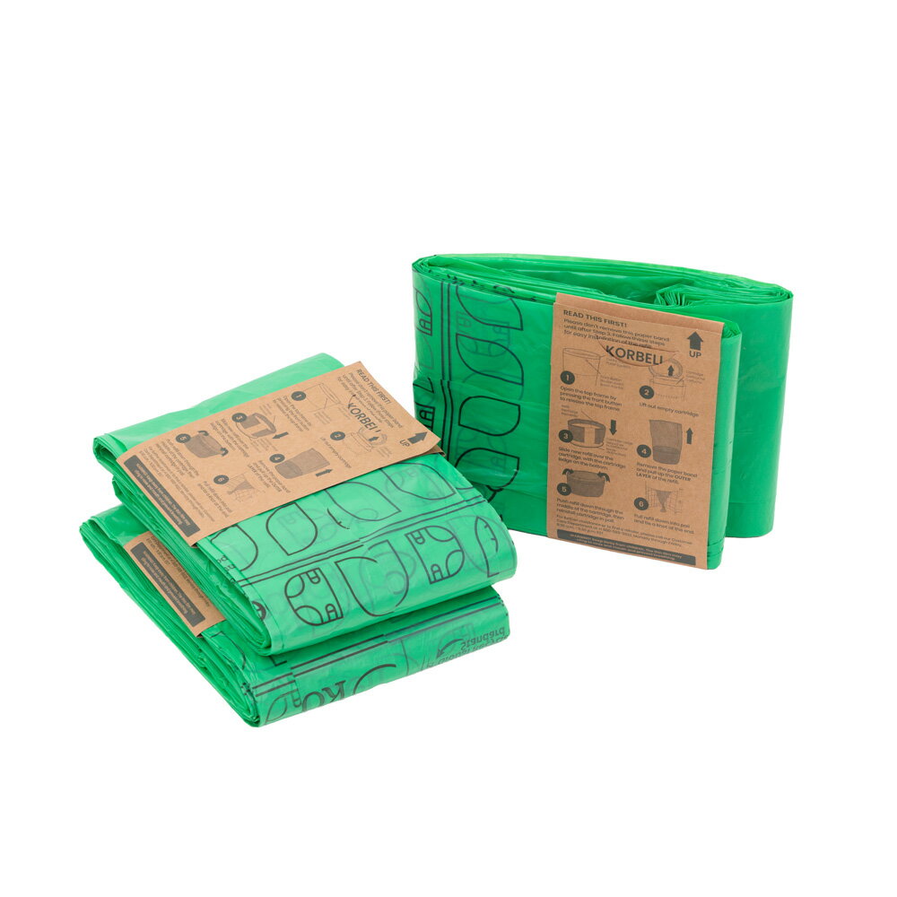 Korbellおむつポット専用の取替えロール。 8mの取替えロールは、1ロールで新生児用おむつで約160個のおむつが処理できます。 リサイクル素材を70%使用しており環境にやさしい製品です。 ※旧タイプのColor Korbellおむつポッ...