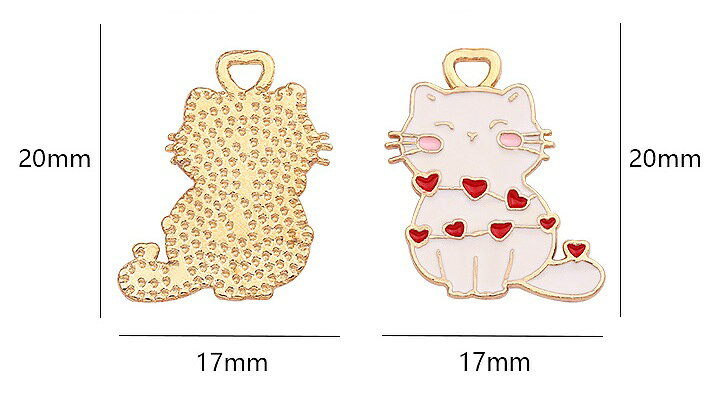 猫 1個 ねこ ネコ ハート チャーム パーツ アクセサリーパーツ 入園 入学 アニマル 動物 キーホルダー ストラップ アンティーク ハンドメイド 手芸材料