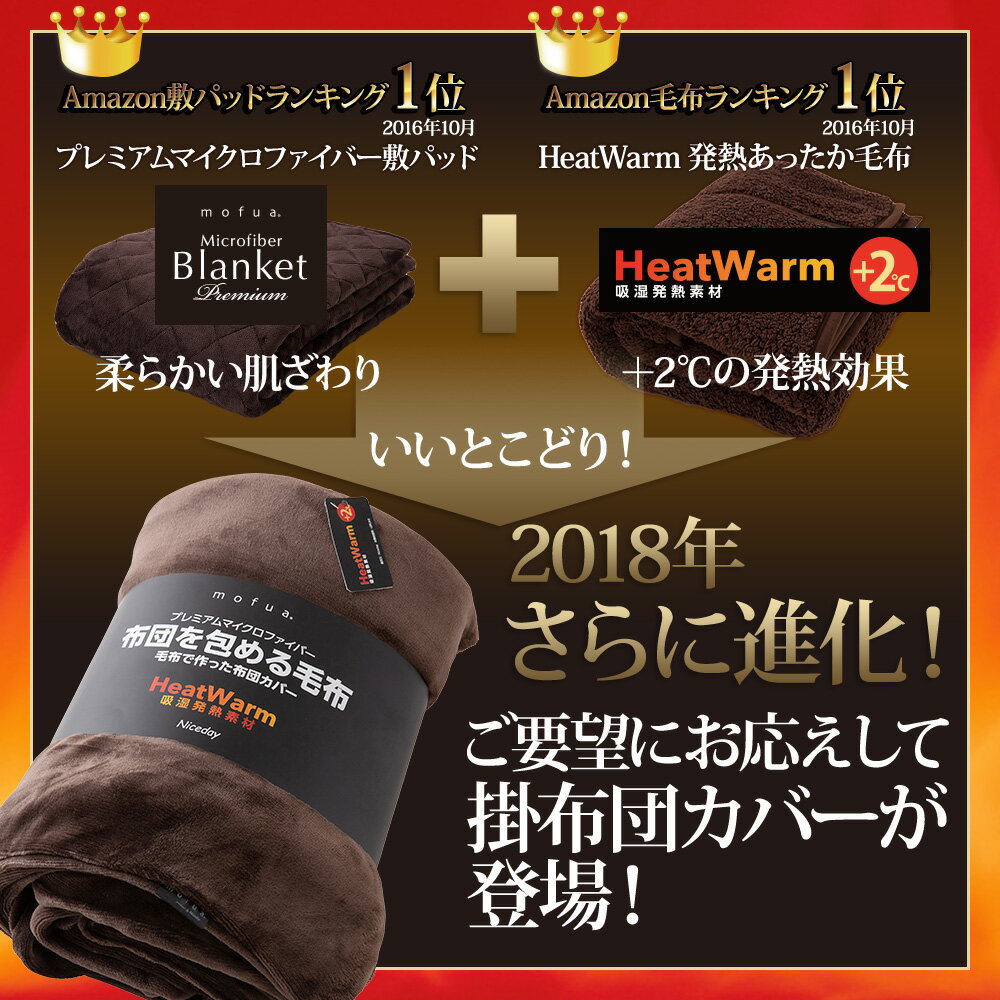 mofua（モフア）『プレミアムマイクロファイバー布団を包める毛布Heatwarm発熱+2℃』