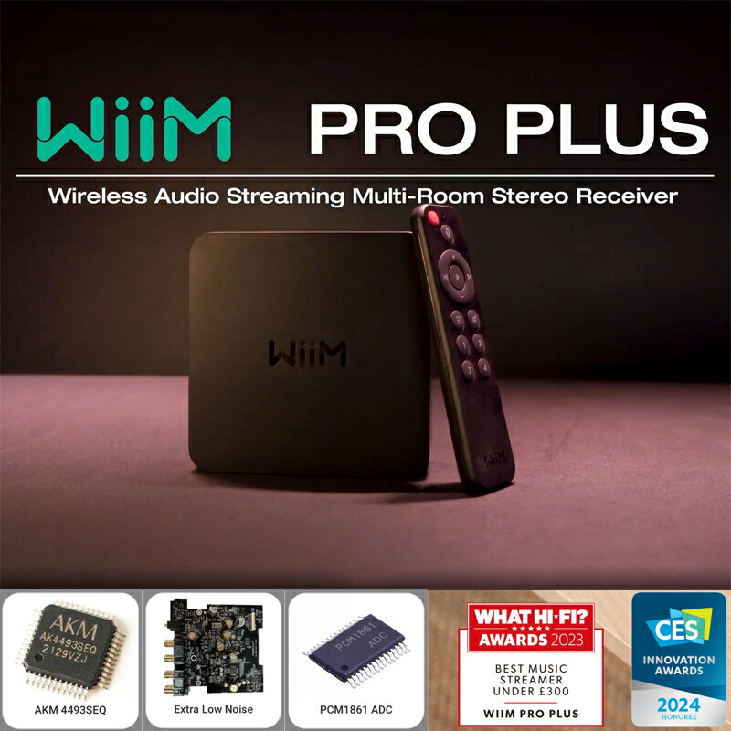 【当日発送】WiiM Pro Plus AirPlay 2 レシーバー、Chromecast Audio、WiFi Multiroom Streamer、Alexa、Siri、Google Assistantに対応、Spotify、Amazon Music、Tidalなどのハイレゾオーディオをストリーミング配信 次世代マルチルームネットワークストリーマー