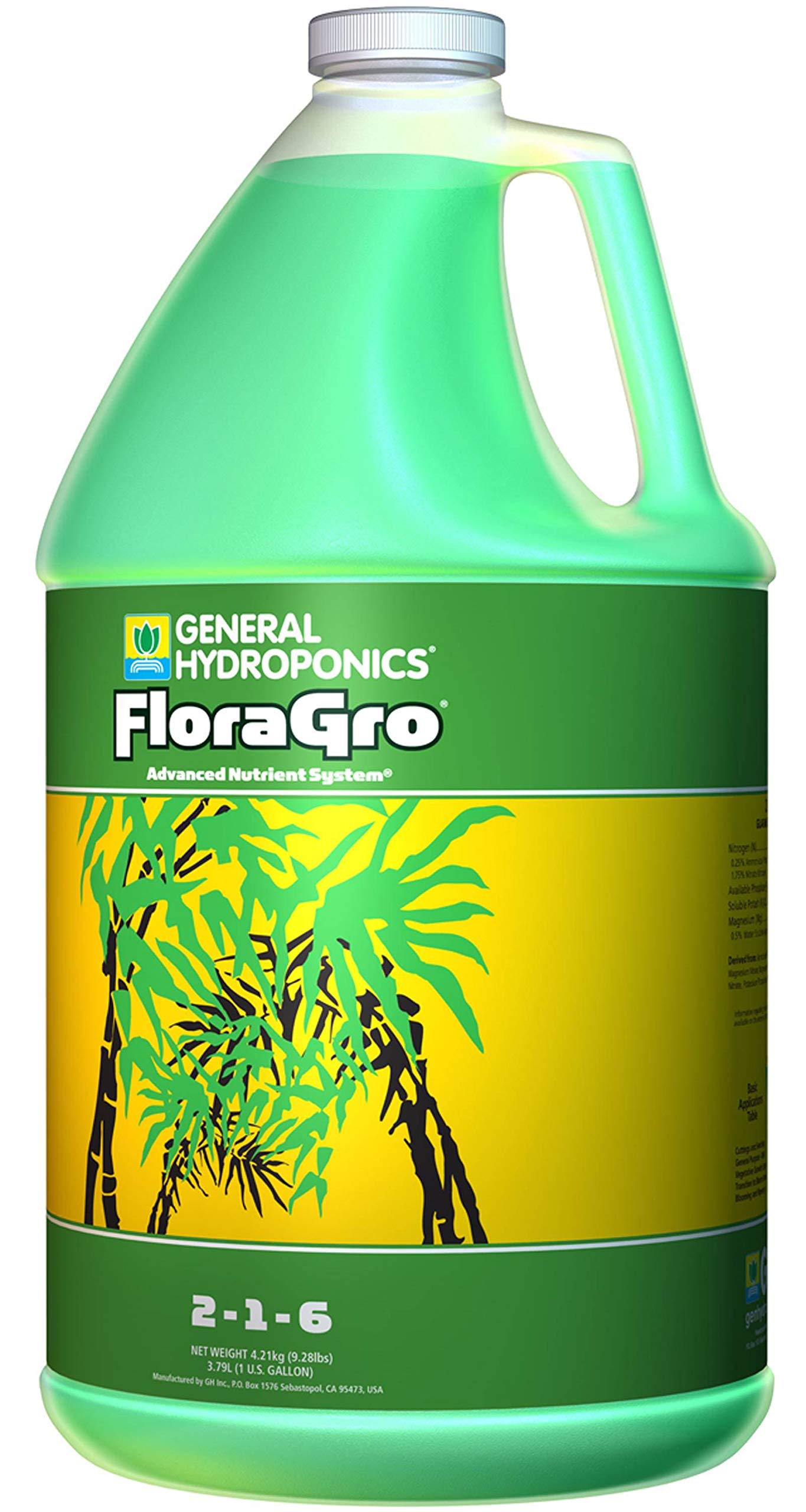 General Hydroponics FloraGro 2-1-6 ベース肥料3.78L フローラグロ 水耕栽培 GH 室内栽培 液体肥料