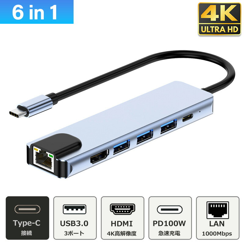 USBϥType-C6in14KHDMIUSB3.0PDбLAN1Gbpsݡhubɥå󥰥ơUSB-CϥѴUSB-CץͭLANץޥiPhone15promaxMacBookiPadairProSurfaceAndroidΡPCnintendoswitchͭ³