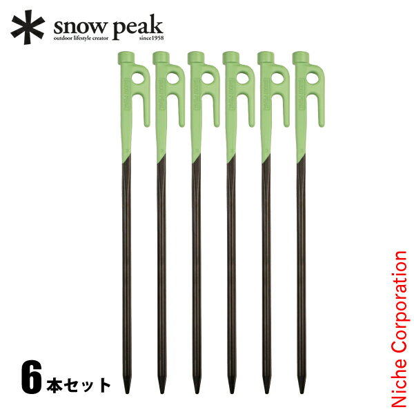 スノーピーク カラーステーク30 グリーン 6本セット[NSET-202311B]▼▼▼セット内容▼▼▼カラーステーク30 グリーン(R-103-GR)×6■■■カラーステーク30 グリーン(R-103-GR)■■■ペグを地面に打ち込む際の適正角度である45度を、一目で確認できるようカラーリングしている長さ30cmの鍛造ペグ。鍛造ペグならではの剛性・機能性を備えた、彩り豊かなカラーペグが新登場。ヘッド部に視認性が上がる塗装を施した鍛造ペグです。ペグを地面に打ち込む際の適正角度である45度を、一目で確認できるようカラーリング。カラーリングを参考にペグを打ち込むことで、初心者でも抜けにくく打ち込むことができます。&nbsp;■仕様【サイズ】300mm(ヘッド部／Φ15mm、打込み部／Φ8mm)【重量】180g(1個あたり)【材質】スチール(S55C、黒電着塗装)、粉体塗装[ スノーピーク アウトドア キャンプ ペグ ステーク ペグハンマー ステークハンマー ]2024/08/27