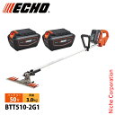 エコー 50V バッテリーT字型バリカン 2Pバッテリー2個セット・充電器付き BTT510-2G1 ヘッジトリマ 充電式 バッテリー式 電動 草刈り バリカン