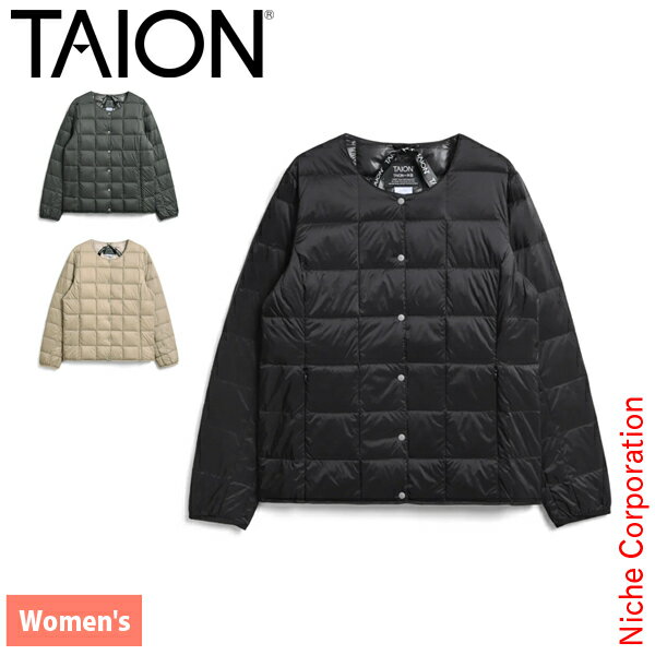 ダウンジャケット タイオン ウィメンズ ベーシック クルーネックボタン インナーダウンジャケット TAIO..