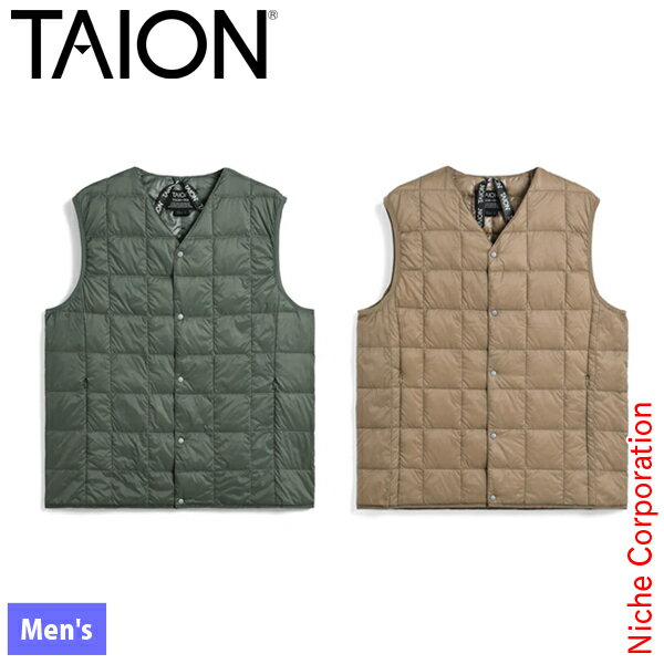 タイオン ベーシック Vネックボタン インナーダウンベスト TAION-001 アウトドア ウェア アウター メンズ