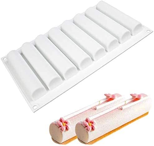 シリコン型 8個付き シリコンモールド 長い円筒型 棒型 diy 3dケーキシリコンモールド DIY 3D 製菓道具 diy 3d モールド シリコマット 3dお菓子シリコンモールド ムース ベーキング チョコレート型 ケーキ お菓子 金型 DIY 3D抜き型