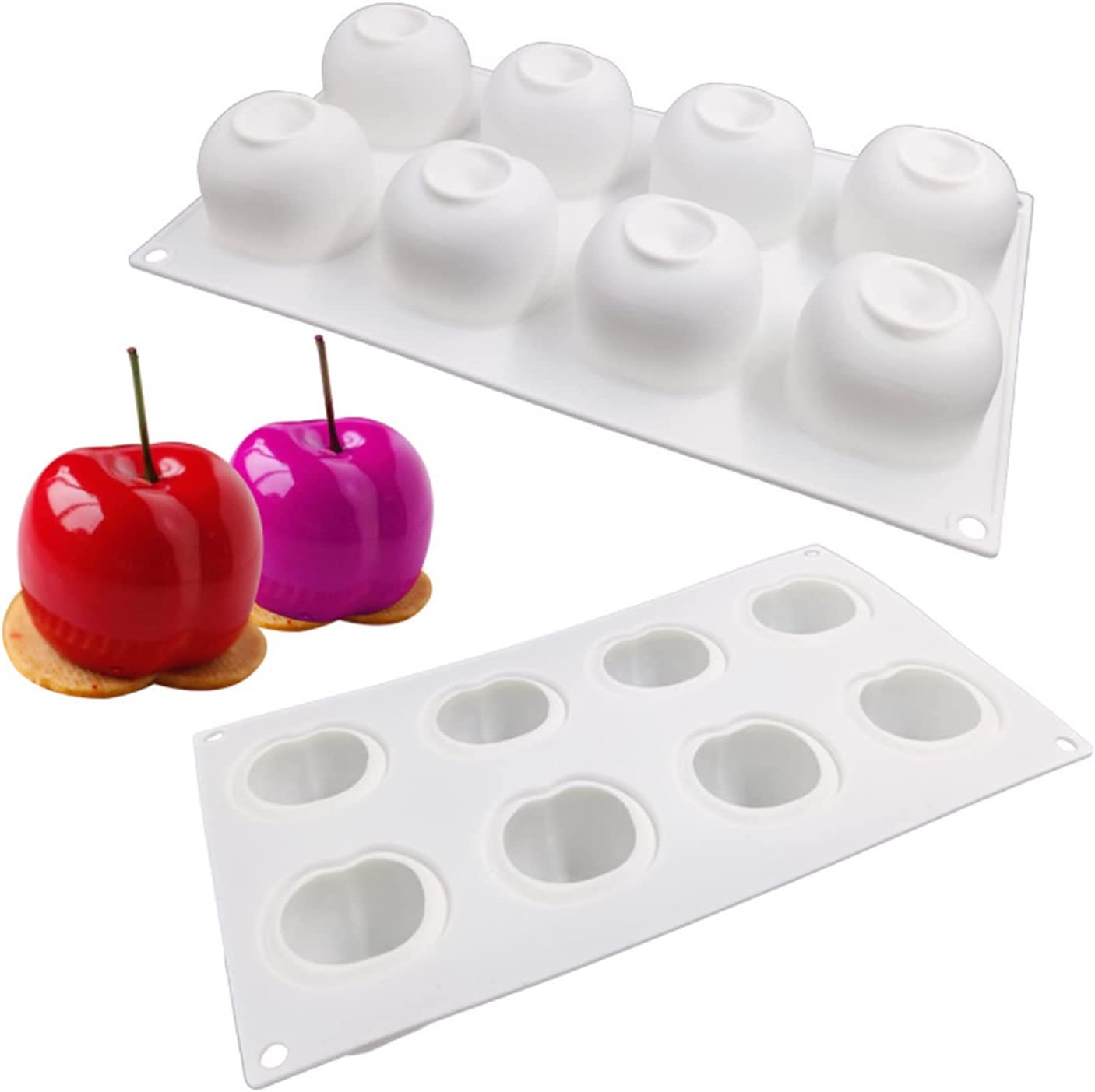 シリコン型 8個取り チェリー型 さくらんぼ ボール シリコンモールド マット 手作り お菓子 ケーキ ゼリー 焼き菓子 diy3D 道具 3Dシリコンモールド 3dムースモールド ベーキングモールド チョコレート 型 3D抜き型 ホワイト