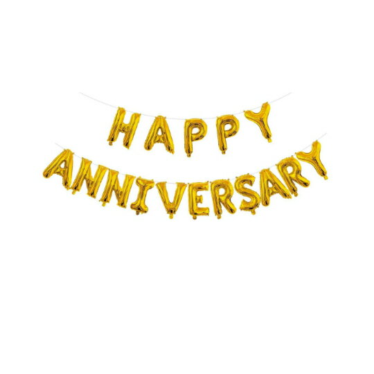 HAPPY ANNIVERSARY アニバーサリー 文字 バルーン 飾り付け セット 装飾 記念日 バレンタイン サプライズ デコレーション パーティー 結婚式 おしゃれ お祝い ゴールド シルバー ピンク 【数字バルーン2個付き】