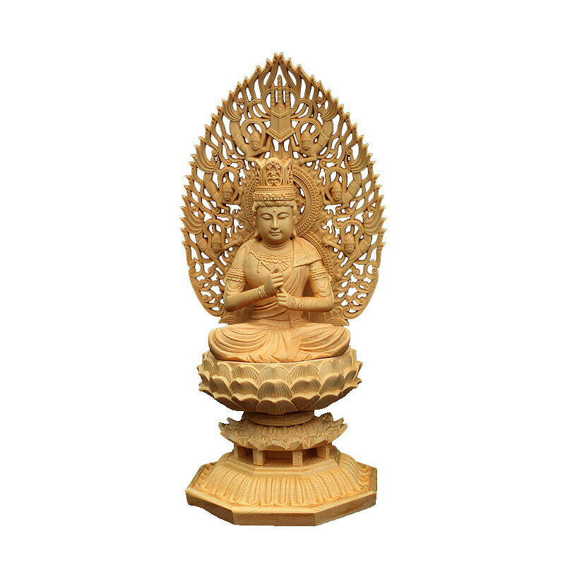 △ 製品材質：桧木（ヒノキ） / 重量：約500g / 製品サイズ：高さ：28cm 巾：14.5cm 奥行：12cm / 28cm仏像−豪華な装飾ながらスッキリとお仏壇に収まる形が特徴です。 / 手作業で測ったので少しの誤差が有ります。 △ 大日如来は真言宗のご本尊です。仏壇用のご本尊・厄除けのお守りとして、また趣きあるインテリアとして、日々の暮らしの中でお楽しみ頂けるサイズとなります。 △ 未・申(ひつじ・さる)年生まれのお守り本尊。温かみのある優しい眼差しからは、安堵感を得ることができます。 △ 製品写真説明：本製品の写真はすべて実物写真、顧客にリアル効果を見せることに努めておりますが、光と画面等によって多少の色違いがあるかもしれないので、品質上では問題はありません。ご了承ください。 【ご注意】 ※商品が破損、部品不足、または間違った製品が送られた場合は、一番最初に当店に連絡ください。悪レビューをお控えください，営業時間内に返信し、最適な解決策を提供します。 ※休業日にいただいたメールのご返答は 翌営業日以降の対応となります。 ※当店ではお客様都合による交換、返金は受け付けておりません。 ※お客様都合によるキャンセル（商品発送前） ご注文から30分以内は、理由の有無を問わず購入履歴からキャンセルすることが可能です。 なお、当店では、ご注文から30分以上過ぎた場合、お客様都合によるキャンセルは承っておりません。あらかじめご了承ください。 ※長期不在、住所不備、お受取拒否など、お客様都合によるキャンセルが発生した場合、別途送料実費をご請求させていただきます。 ※ 全商品送料無料ですが、「沖縄・離島・一部地域」は別途 送料が掛かります。 ※撮影環境やお使いのモニターにより、実際の商品は写真と多少色が異なる場合がございます、ご了承ください。