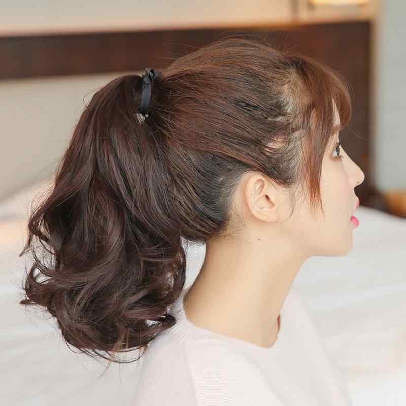 ウィッグ レディース ポニーテール つけ毛 人毛 自然 ロング 巻き髪 ウェーブ リボン 綁帯式 エクステ 調整可能