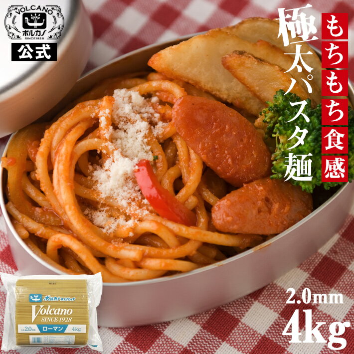 【メーカー公式】 ローマンスパゲッチ 2.0mm 4kg 業務用 パスタ 太麺 スパゲッティ ナポリタン もちもち 麺 太い 大容量 まとめ買い スパゲティ ボルカノ 麺類 国産 食品 太麺パスタ