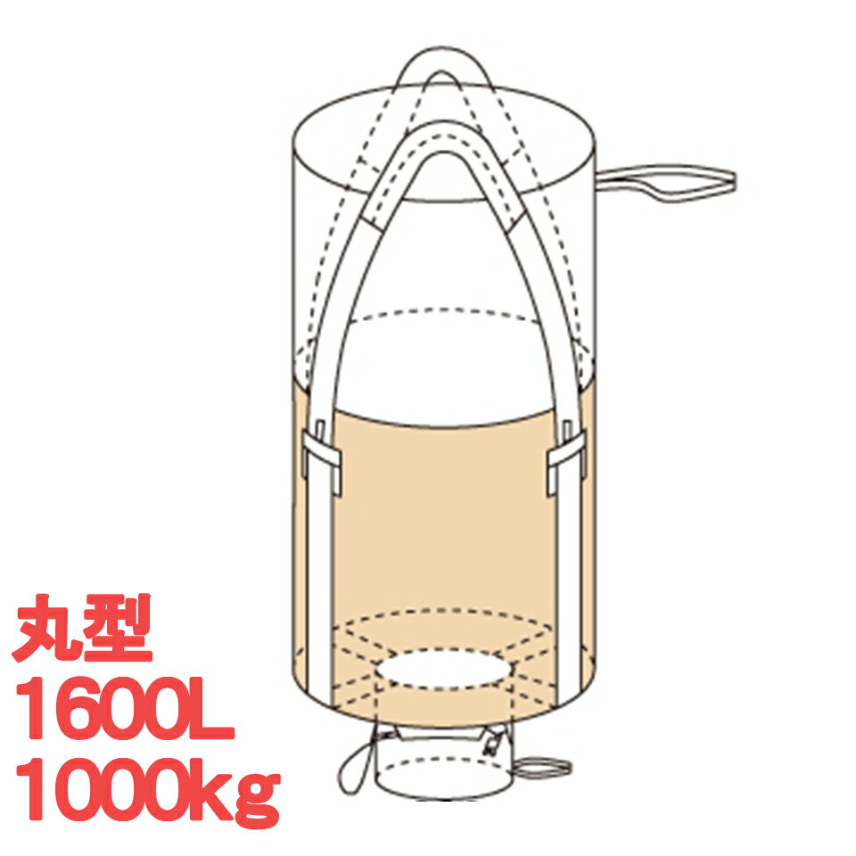 楽天農・園芸資材のにちりき【10枚組】 フレコンバッグ 丸型 1600L 1トン 1000kg フクナガエンジニアリング 1600KHR ベージュ 米 籾 農作物 穀物 ペレット樹脂 発砲スチロール 産業廃棄物 運搬