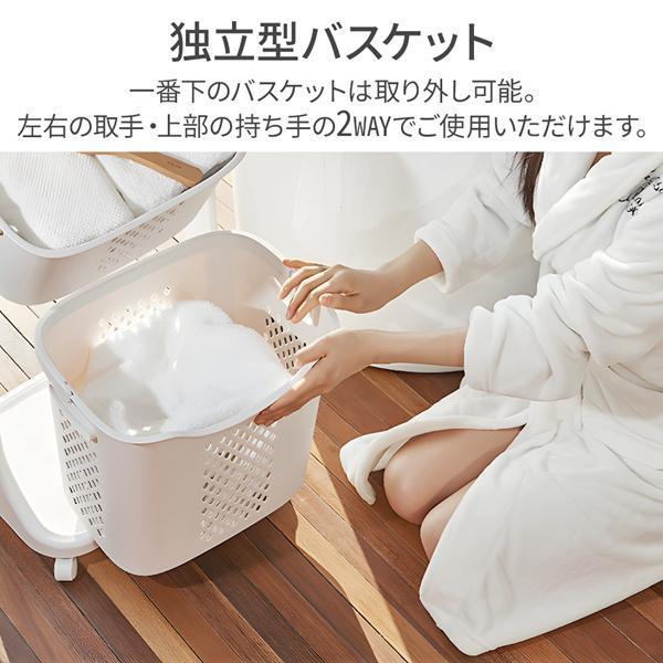 ランドリーバスケット 2段 キャスター おしゃれ スリム メッシュ バスケット型ラン...