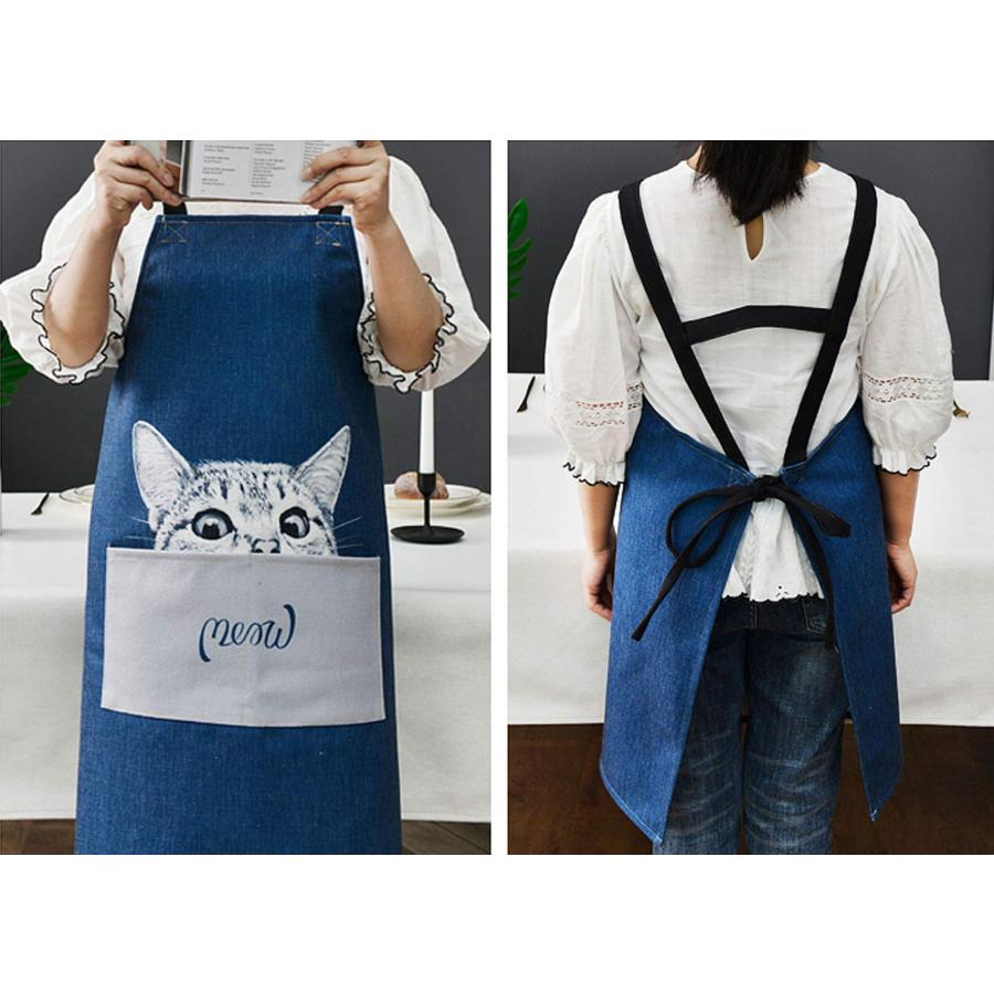 大型遊樂器具（流滑梯, 鞦韆, 攀登架） - エプロン H型 女性用 レディース メンズ 男女兼用 カフェエプロン キッチンエプロン シンプル ネイビー 猫柄 おもしろ かわいい 前掛け