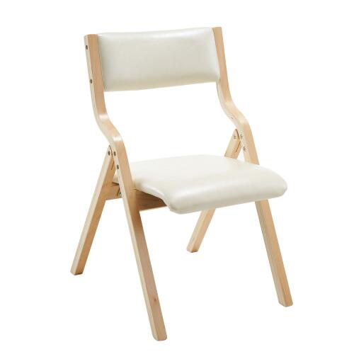 产品特点 【商品仕様】 商品サイズ：幅42(アーム含まない)×奥行47×高さ78cm(座面高（座面厚除く）:33cm) 重量：6kg 静止耐荷重：約100KG 素材：張り地：プロ仕様 pu / 座面内部：ウレタン / 脚部：天然木（樺の木）積層合板 カラー: ベージュ、グリーン、ブルー、レッド、ブラウン、グレー、ピンク 生産国:中国 組立品/完成品: 完成品 【おススメポイント】 1.【贅沢な光沢感溢れるPUレザー生地】雨や水、そして傷にも強く、ほとんど手間がかからないレザ一生地。耐久性に優れる、長い間利用できます。夏は涼しく、冬は暖かく、一年中快適にお使いいただけます。見た目も高級的な贅沢間が溢れています。 2. 【座面のクッションは分厚く弾力性満々】座面のクッションは分厚く弾力性があり、お尻に優しくフィットします。高密度の材料で、適度な柔らかさで心地よさ抜群です。 3.【背中もお尻も程よく支える】背もたれ、座面を包む高弾力素材が、体をふんわり優しく受け止めます。スポット包み込まれるような感覚で、長時間のデスク作業も対応です。 4.【傷つき防止の安心設計】脚裏には床の傷付きを防ぐ保護フェルト付き。大切な家屋へのキズ防止を促します。 5.【目を引く木脚のデザイン】座面のデザインにマッチしたこの木脚にあります。思わず目を引く脚部のフォルムがチェアのデザイン性を高めます。 6.【使いやすい折り畳めるタイプ】使わない時は折りたたんで収納できる便利な折りたたみチェアです。シンプルなデザインで、介護チェアとしてはもちろんダイニングチェアとしても便利です。ワンルームやコンパクトなお部屋にも置きやすい省スペース仕様です。 7.【男女ともゆったりと座れる】ハイバックではないが、程よいおサイズ感でゆったりとした座り心地を実現。 8.【人間工学に基づいた設計】体に沿うように滑らかな曲線を描いており、しっかりフィットするので、自然とリラックスした姿勢に、ずっと座っていたくなる心地をつくります。