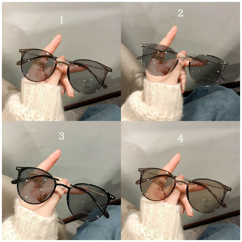 メガネ 紫外線でレンズの色が変わる 度付きメガネ ブルーライトカット レディース 度あり 度なし ボストン型 紫外線感応レンズ搭載で快適視界を実現 UV対策済みファッショングラス