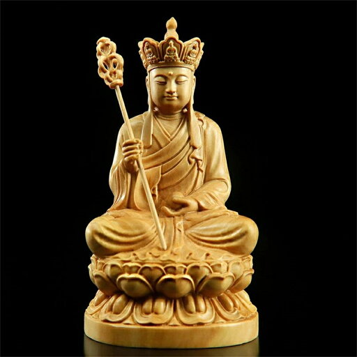 【仏像】 地蔵王菩薩 置物 柘植製高級木彫り 蓮華座 彫刻仏像?手彫り仏像?ツゲ木彫り 厄除け 縁起物 開運 高さ14.3*幅7.7*奥行7cm 【仏像】 地蔵王菩薩 置物 柘植製高級木彫り 蓮華座 彫刻仏像?手彫り仏像?ツゲ木彫り 厄除け 縁起物 開運 高さ14.3*幅7.7*奥行7cm